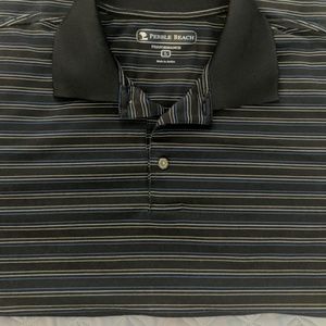 Pebble Beach Performance Striped Polo size L